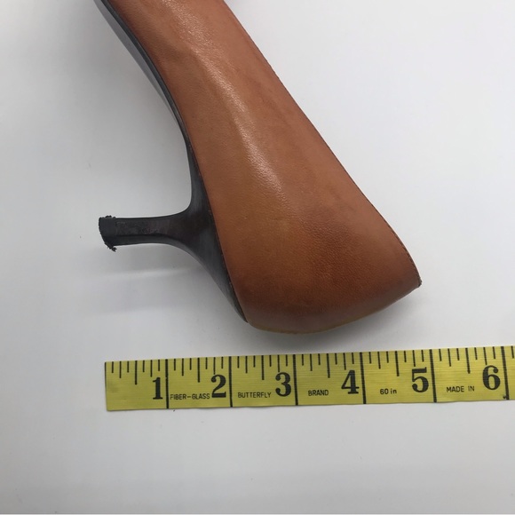 Dolci Pointed Brown Toe Leather Buckle Strap Stiletto Pump Kitten Heel Shoe Sz 4 - Picture 13 of 14